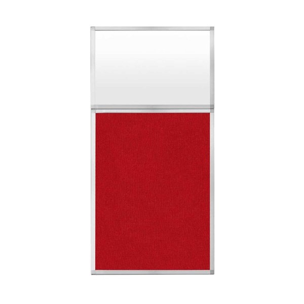 Versare Hush Panel Configurable Cubicle Partition 3' x 6' W/ Window Red Fabric Frosted Window 1852327-3